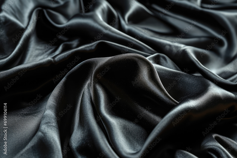 Fototapeta premium Luxurious Black Silk Satin Fabric Background