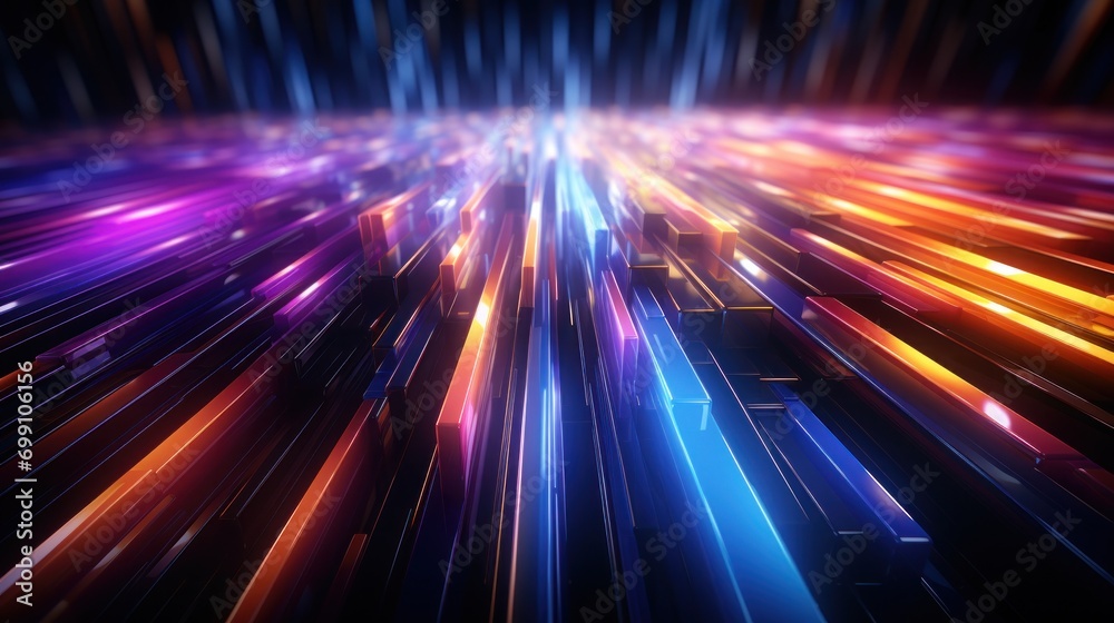 Obraz premium futuristic, background, technology, abstract, network, line, light, connection, communication, future. hi-end image background abstract wave red, blue light for technology banner generate via AI.