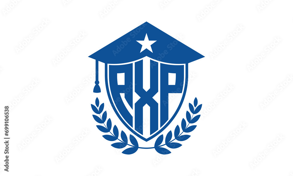 AXP three letter iconic academic logo design vector template. monogram, abstract, school, college, university, graduation cap symbol logo, shield, model, institute, educational, coaching canter, tech AXP three letter iconic academic logo design vector template. monogram, abstract, school, college, university, graduation cap symbol logo, shield, model, institute, educational, coaching canter, tech