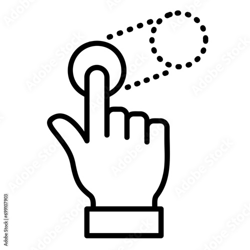 Touch and swipe icons of hand gestures on device screen photo