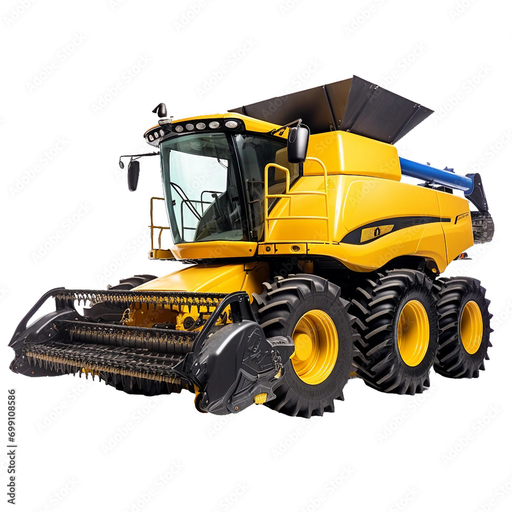 Obraz premium Combine harvester, transparent background, isolated image, generative AI