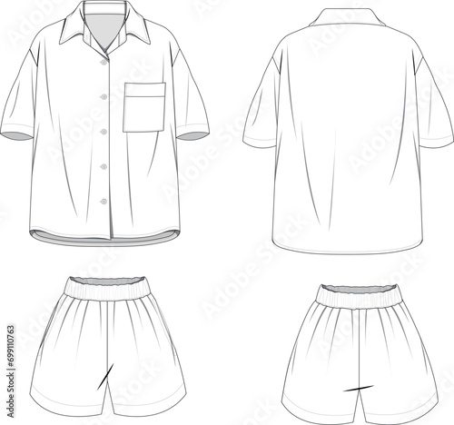 Basic oversize shirt and short set vector 