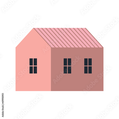 Simple color house. Modern flat vector illustration isolated on white background