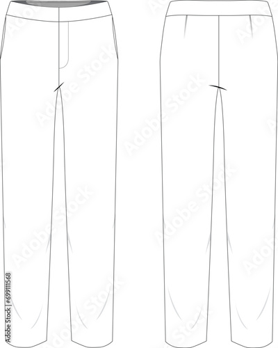 Basic chino pants vector technical drawing photo