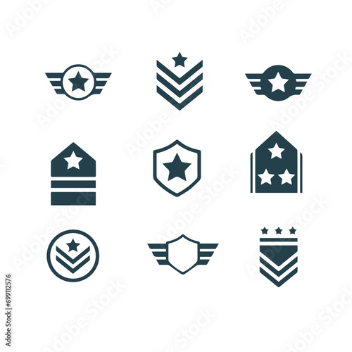 set of military badge vector icons , Military rank icon vector design photo