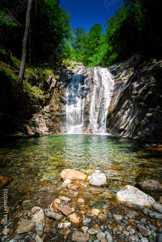 Hiking to the Kuenser Waterfalls near Meran in South Tyrol Italy. © Sharidan