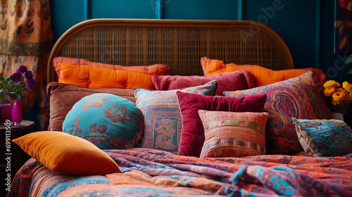 Mixture of Different Patterned Bedding in a Boho