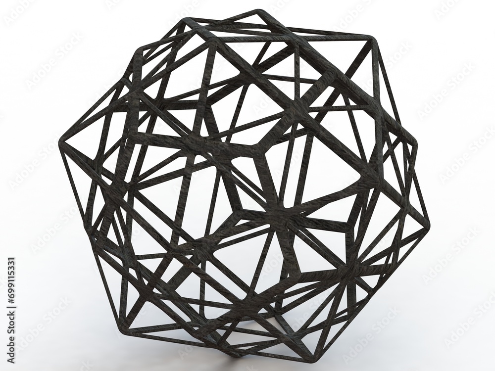 Wireframe Shape First Stellation of Icosidodecahedron 3D print model Wireframe Shape First Stellation of Icosidodecahedron 3D print model