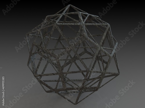 Wireframe Shape First Stellation of Icosidodecahedron 3D print model photo