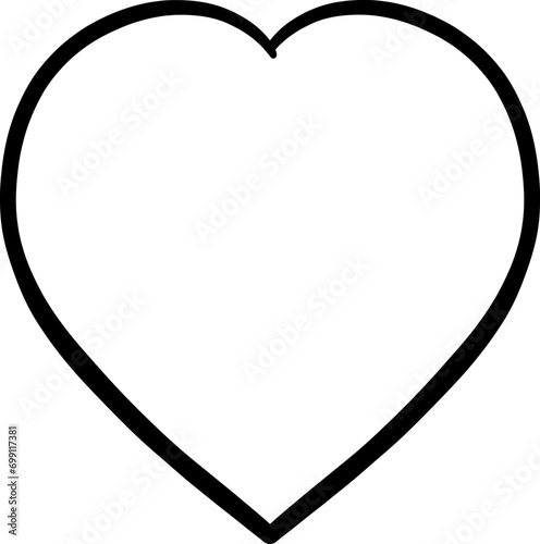 Hand drawn line heart on white background.