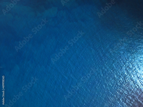 Aerial view of Blue ocean sea surface.
