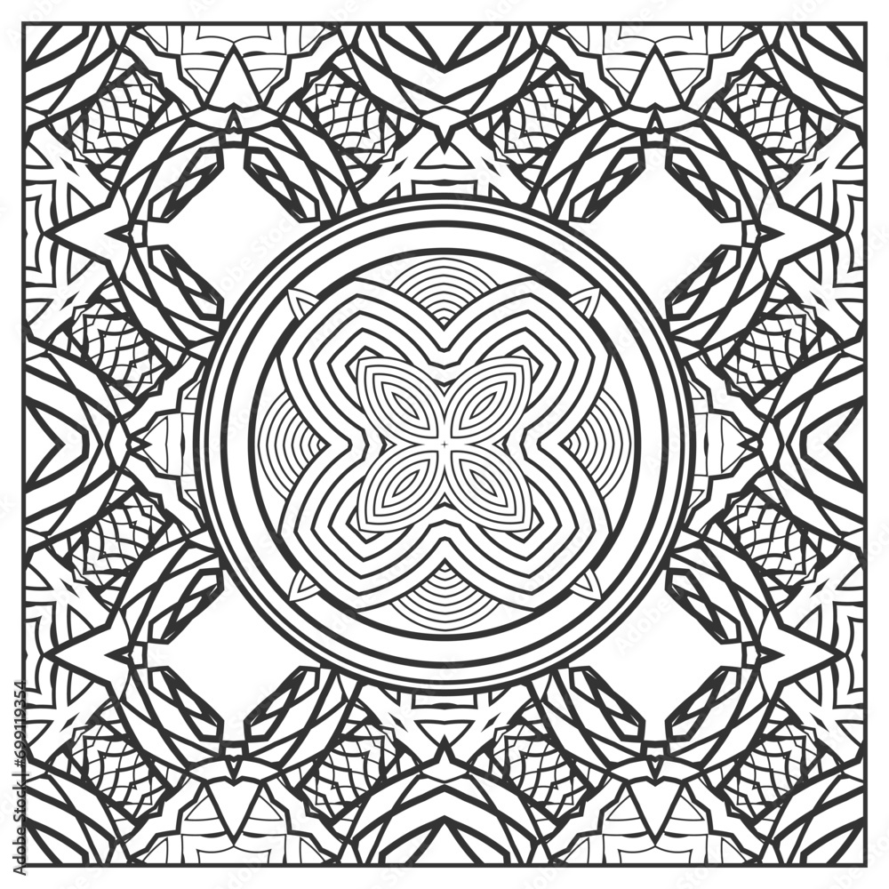 Outline futuristic ornament for coloring or use in various design projects. Version No. 18. Vector illustration