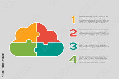 Diagram infographic 4 steps, cloud puzzle