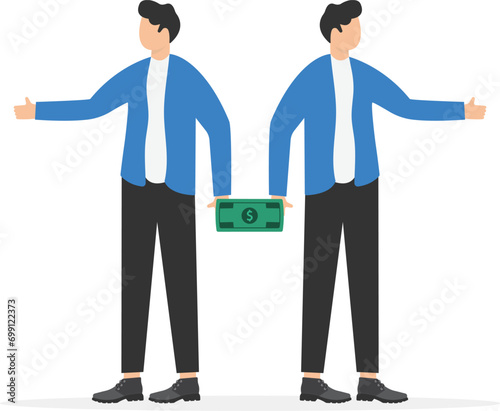 Business person bribing another. Corruption vector concept
