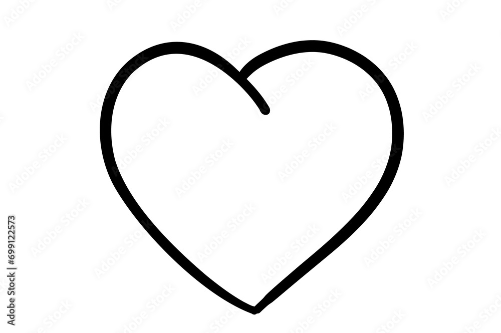 Line heart drawn by hand on isolated on transparent background PNG file Line heart drawn by hand on isolated on transparent background PNG file