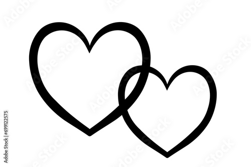 Line heart drawn by hand on isolated on transparent background PNG file