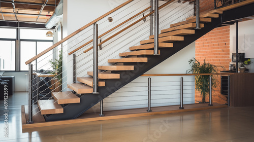 Steel Cable Railings for a Modern Industrial Stair