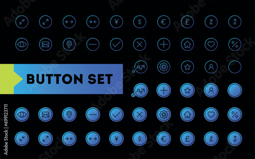 Set Button colorful, gradient, coloured,