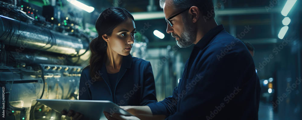 Engineer planning work steps for good effectivity, Technical Blueprints ...