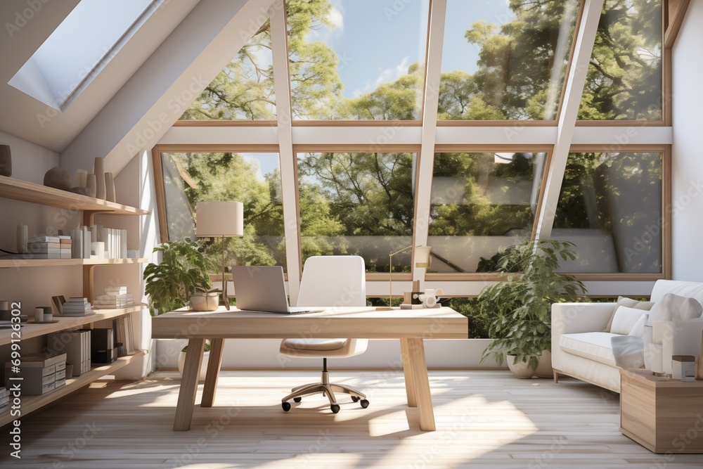 Naklejka premium Minimalist interior workplace design 