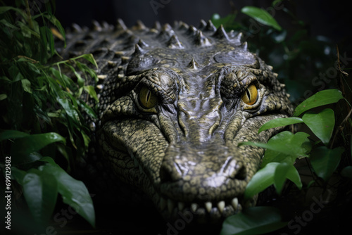 crocodile sitting in water with eyes open © Kien