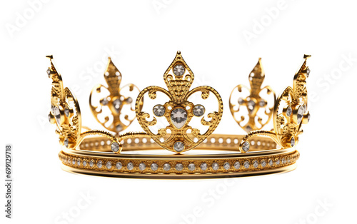 Splendor Vintage-Styled Golden Crown Isolated on Transparent Background PNG.