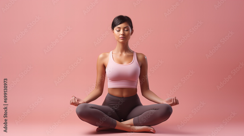Woman doing yoga exercises, zen style, meditation on yoga mat, Relaxing and Doing Yoga. Wellness and Health lifestyle, 8 March, Valentine day, Birthday party, International women day Woman doing yoga exercises, zen style, meditation on yoga mat, Relaxing and Doing Yoga. Wellness and Health lifestyle, 8 March, Valentine day, Birthday party, International women day