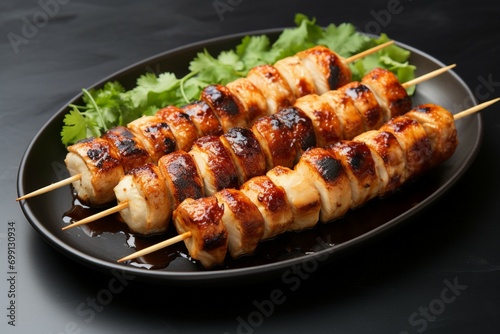 Tasty skewer option Grilled tube shaped fish paste cake or squid