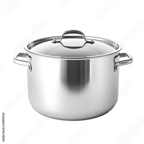 Large chrome pot with lid without background
