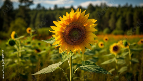 Sunflower blooms in nature summer  a vibrant yellow beauty generated by AI
