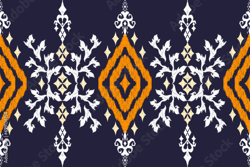 Ethnic Figure aztec embroidery style. Geometric ikat oriental traditional art pattern.Design for ethnic background,wallpaper,fashion,clothing,wrapping,fabric,element,sarong,graphic,vector illustration