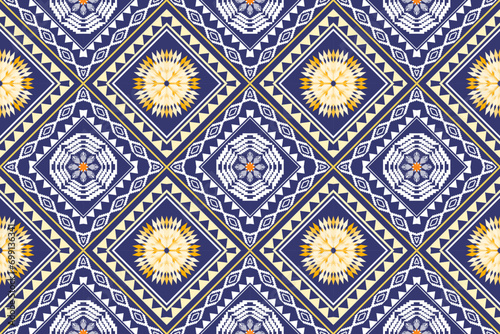 Ethnic Figure aztec embroidery style. Geometric ikat oriental traditional art pattern.Design for ethnic background,wallpaper,fashion,clothing,wrapping,fabric,element,sarong,graphic,vector illustration
