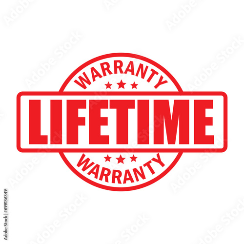 lifetime warranty sticker. guarantee sign and symbol. photo