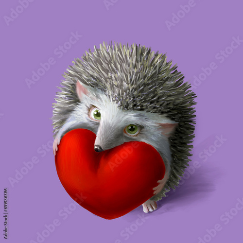 Hand painted little Hadgehog with a Heart photo