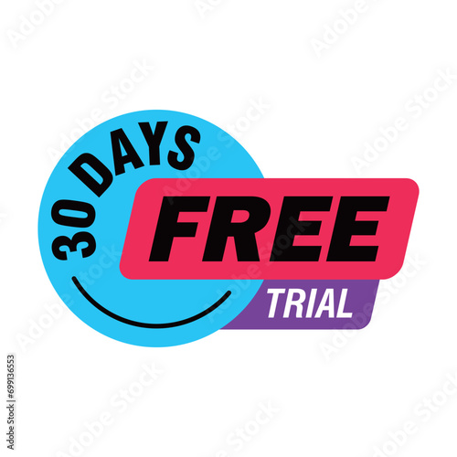 30 days free trial label design. guarantee sign and symbol.