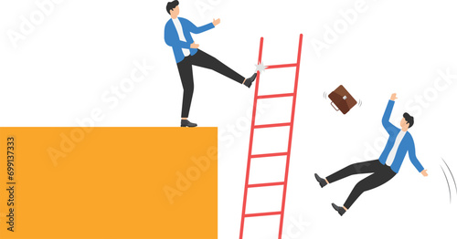 Dismission. Businessmen kick away. Concept business vector illustration.

