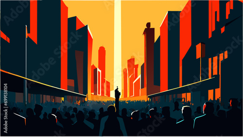 A street protest in the city. vektor icon illustation
