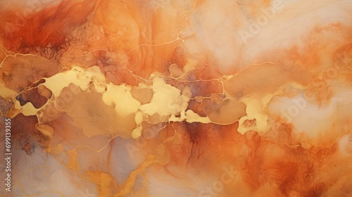 terra cotta and gold background, copy space, 16:9