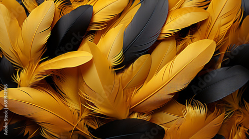 yellow feathers on black background