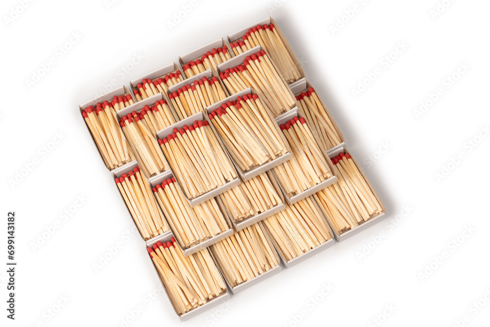 Boxes with new matchsticks as a background. Boxes with new matchsticks as a background.