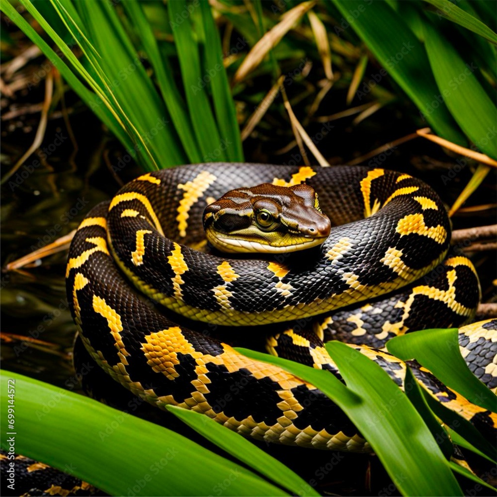Illustration of Burmese Python invasive snake species in the Florida ...