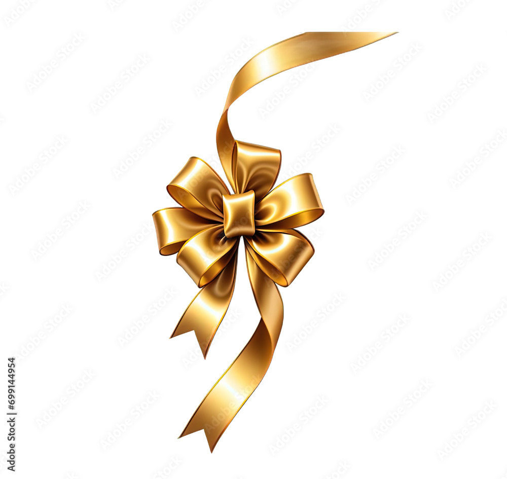 Gold Ribbon Bows Isolated on Transparent Background Gold Ribbon Bows Isolated on Transparent Background