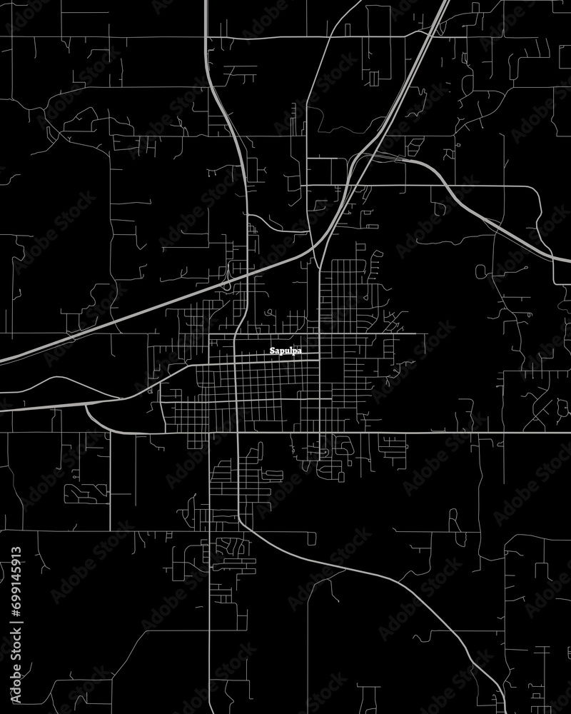 Sapulpa Oklahoma Map, Detailed Dark Map of Sapulpa Oklahoma