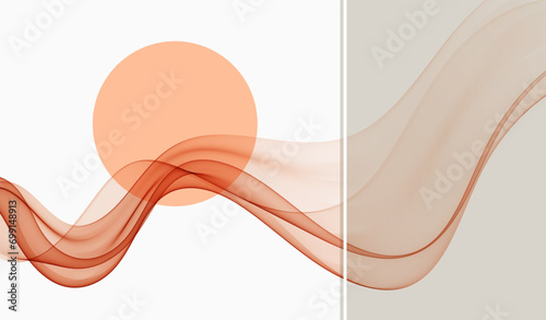 Abstract peach swirl wave background. Design element, transparent wave flow lines.