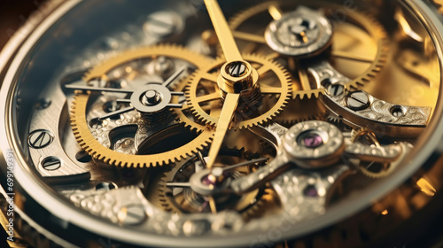 Close-up of a mechanical gears in swiss watch © didiksaputra
