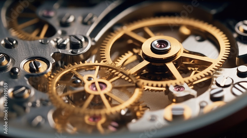 Close-up of a mechanical gears in swiss watch