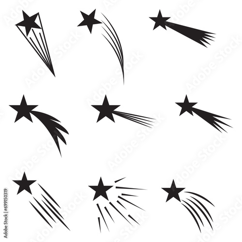Shooting stars icon vector set. Comet tail or star trail illustration sign collection. Shooting stars vector. EPS 10