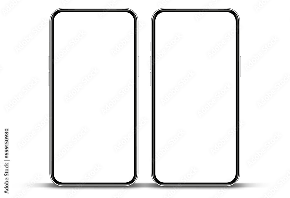 3D realistic high quality smartphone mockup with isolated background. Smart phone mockup collection. Device front view. 3D mobile phone with shadow on white background. 3D realistic high quality smartphone mockup with isolated background. Smart phone mockup collection. Device front view. 3D mobile phone with shadow on white background.