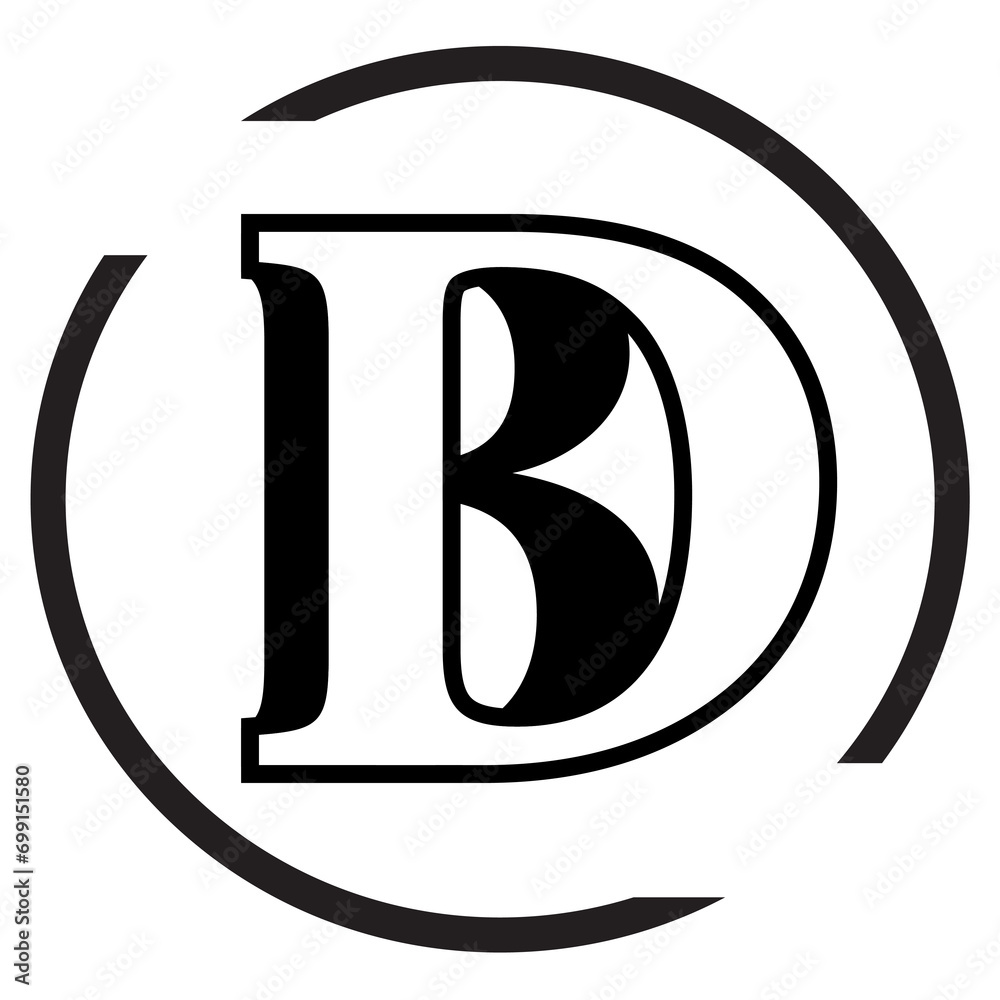 BD letter branding logo design with a leaf..
