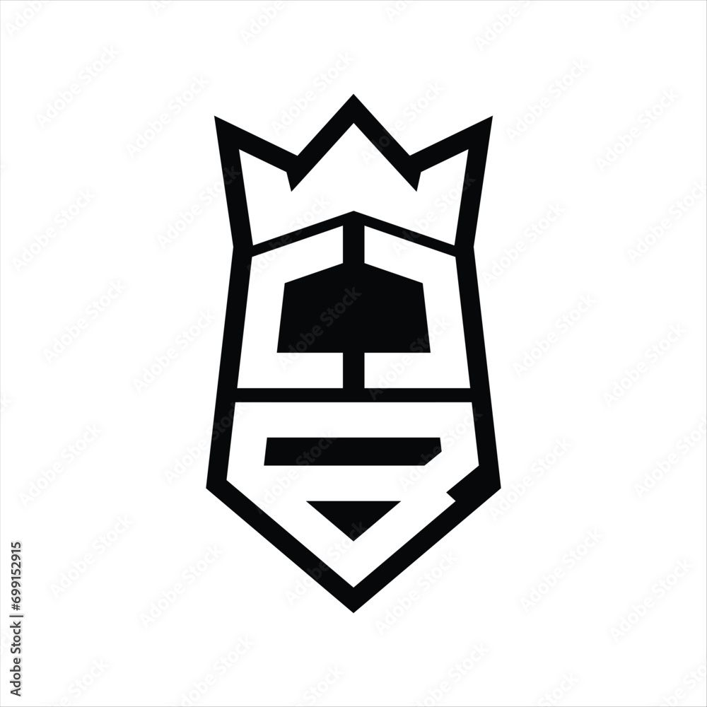 OB Letter Logo monogram hexagon shield shape up and down with crown isolated style design OB Letter Logo monogram hexagon shield shape up and down with crown isolated style design